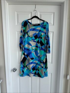 Abstract Blue & Teal Swing Dress